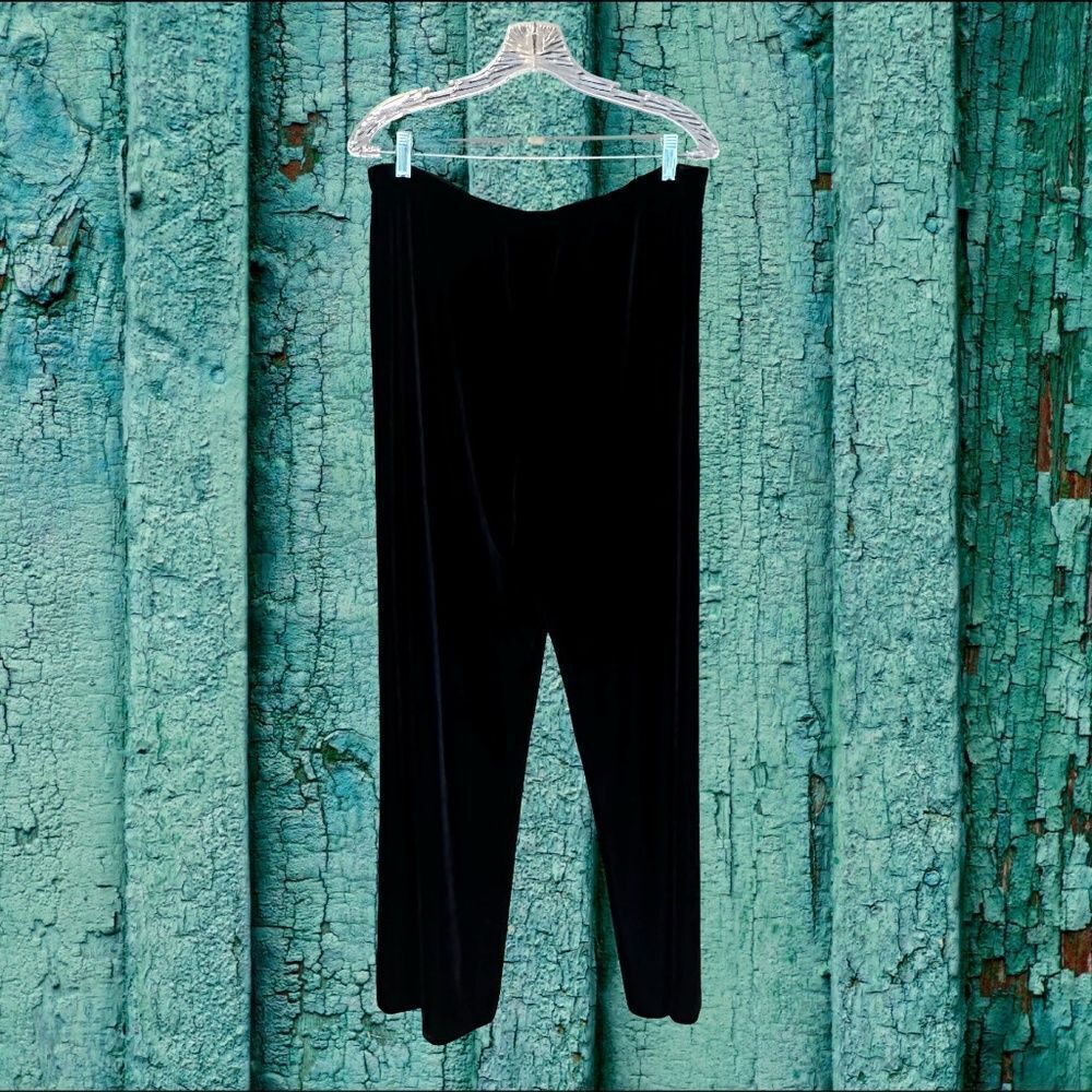 Alex Evenings Women's Black Velvet Flowy Pull On Pants Elastic Waist Size XL - Picture 12 of 12